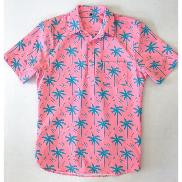 Other - Neon Pink Palm Tree Hawaiian Shirt